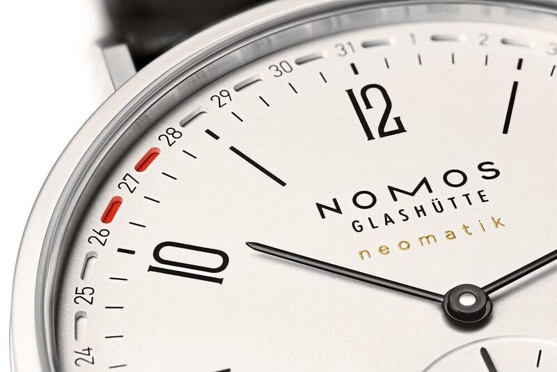 Das patentierte Nomos-­Ringdatum in der Nomos-­Uhr Tangente Update. Auch dieses Datum wurde in der von Mirko Heyne geleiteten Abteilung konstruiert.  (Nomos Glashütte)