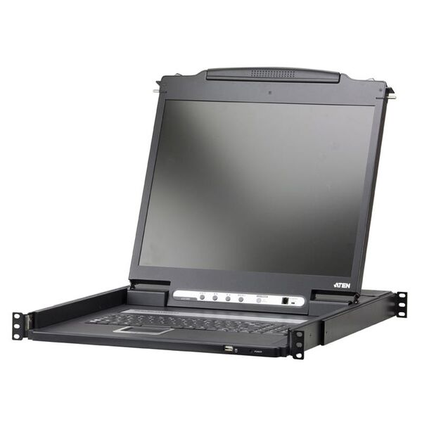 Die DVI-fähige Arbeitskonsole Aten CL6700 bietet einen 19-Zoll-LCD-Monitor und eine Tastatur mit Touchpad. (Archiv: Vogel Business Media)