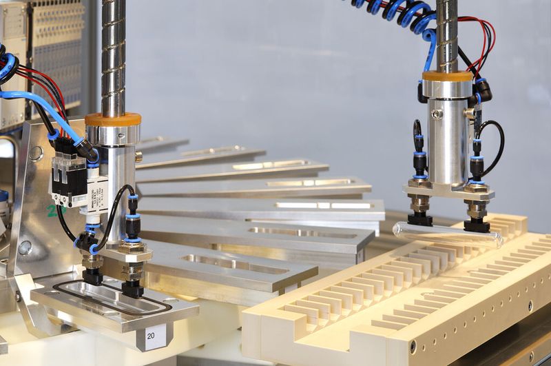 Der Rundtakttisch ist auch bei hoher Geschwindigkeit in der Lage, bruchempfindliche Teile wie Glasröhrchen zuverlässig zu handhaben. Aufbauend auf dem neuen Konzept lassen sich Rundtische für viele verschiedene hochpräzise Mikro-Montage- und Kontrollarbeiten in Hochgeschwindigkeit realisieren. (Bild: Mitsubishi Electric Europe)