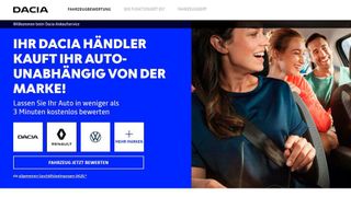 Interessenten können ihre Gebrauchtwagen bei Dacia ab sofort online bewerten lassen. (Bild: Screenshot/ankaufservice.dacia.de)