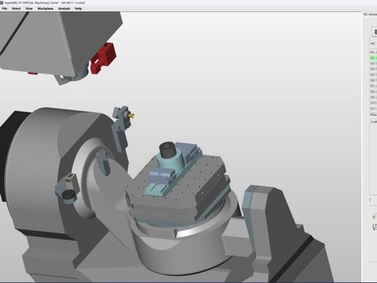 Mit Hypermill Virtual Machining lässt sich der NC-Code sicher generieren, optimieren und simulieren. Das sorgt für eine durchgängige Prozesssicherheit.(Bild:  Open Mind Technologies)
