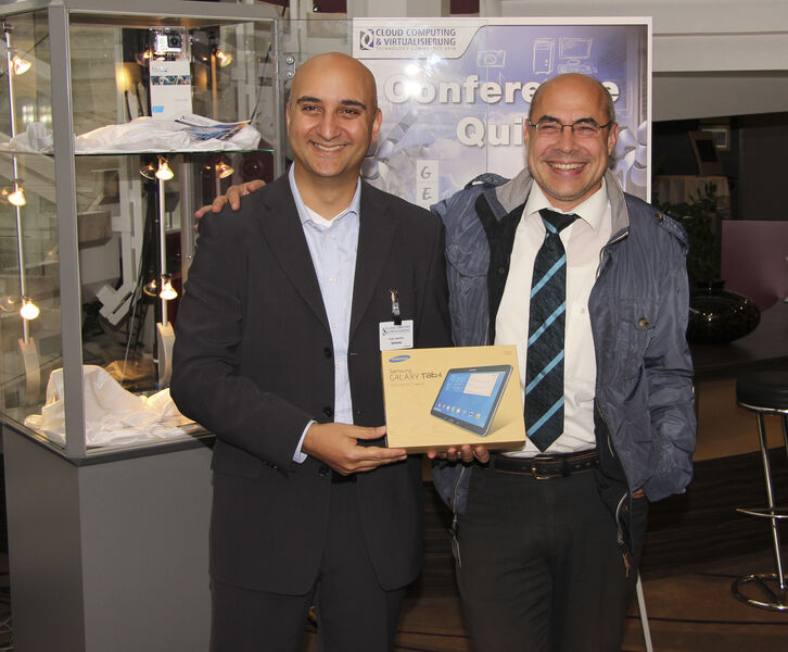 Glückliche Gewinner beim Conference Quiz. Samsung verloste ein Samsung Galaxy Tab 4. (Vogel IT-Akademie)