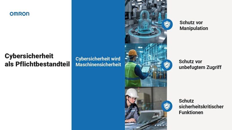 Cybersicherheit als Pflichtbestandteil: Es geht konkret um den Schutz vor Manipulation und unbefugtem Zugriff auf sicherheitskritische Funktionen. (Bild: Omron)
