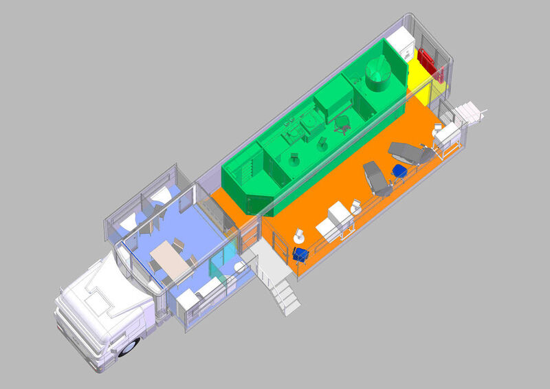 Planungsskizzen eines mobilen Labors (Bild:  Fraunhofer IBMT/Labor der Zukunft, Bernd Müller)