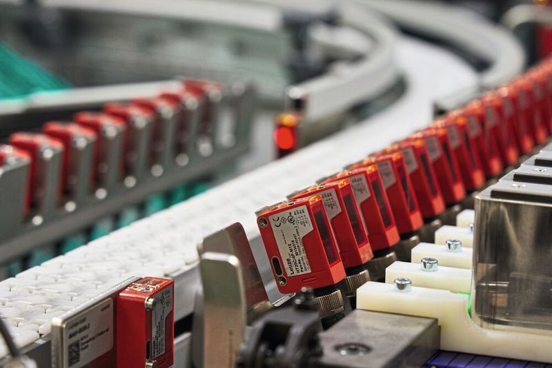 Im BMW Group Werk Leipzig fertigt der Automobilkonzern Hochvoltbatterien für Elektroautos oder Hybridfahrzeuge der BMW Group. Sensortechnik von Leuze leistet dabei in der Linie einen wichtigen Beitrag zu einem effizienten und sicheren Ablauf.  (Bild: Leuze)