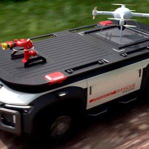 Die Rescue Drone kann zur Brandbekämpfung und Lebensrettung eingesetzt werden.(Bild:  Hyundai)