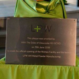 The plaque to mark the official opening on 19 June 2018 by HRH The Duke of Gloucester.