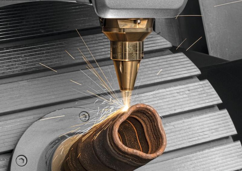 In der additiven Fertigung präsentiert DMG Mori neben dem Pulverbettverfahren in Form der «Lasertec 30 SLM 3. Generation» auch das Laserauftragschweissen auf einer «Lasertec 65 DED hybrid». Letztere kombiniert den Materialaufbau mittels Pulverdüse mit dem 5-Achs-Simultanfräsen in einem Arbeitsraum. (Bild: DMG Mori)