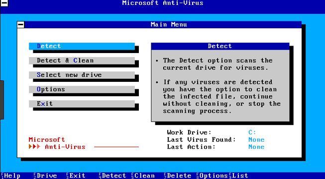 Screenshot der Anwender-Oberfläche von MSAV (1993). (Dombach)
