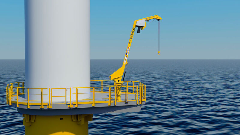 Spezial-Davit für den Einsatz auf Plattformen von Offshore-Windrädern. (Stahl Cranesystems)