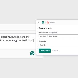 Grammarly App Action unterstützt Asana.(Bild:  Grammarly)