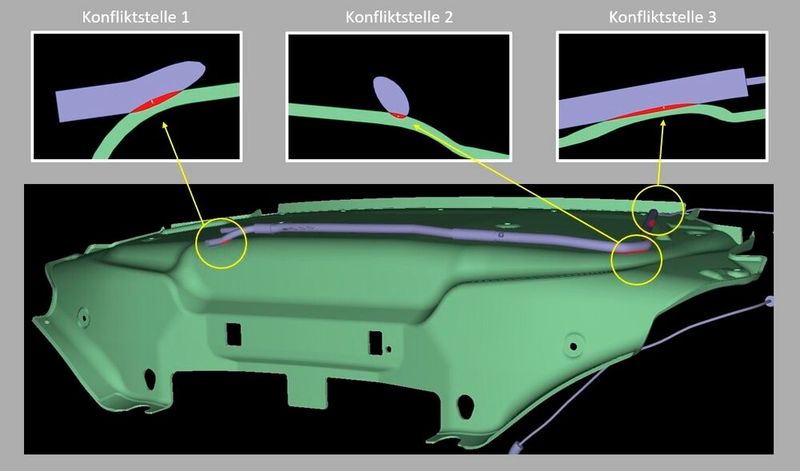 Die Software VT-DMU 5.8 identifiziert zusammenhängende Kollisionen noch detaillierter.(Bild:  Invenio)