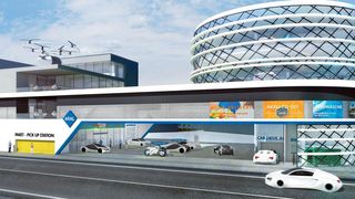 Ausblick 2040: Die höhere Verkehrsdichte veranlasst viele Pendler an den 'Eingangstoren' der Stadt vom eigenen Pkw auf kollektive Verkehrsmittel umzusteigen. Ist dies heute vorwiegend der ÖPNV, so könnten es im Jahr 2040 genauso autonome Flottenfahrzeuge sein. Neben Bahnhöfen könnten dann auch Tankstellen zum Umsteigeplatz werden. (Aral)