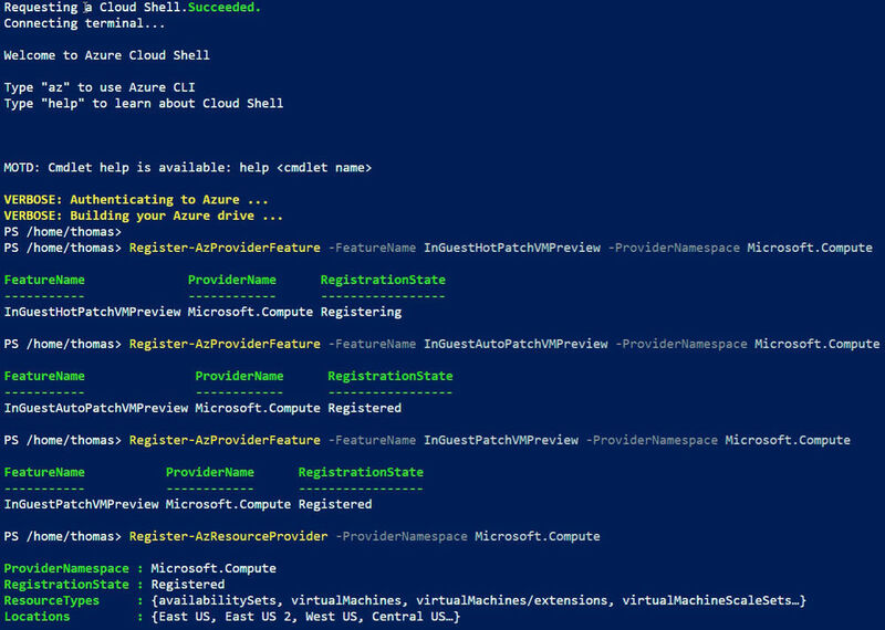 Screenshot vom Aktivieren der Hotpatching-Funktion für „Windows Server 2022 Datacenter Azure Edition“ (Thomas Joos/ Microsoft)