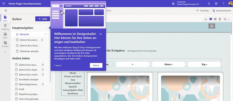 Wenn der Assistent in Power Pages die Webseite erstellt hat, können Anwender diese im Designstudio bearbeiten. (Bild: Joos)
