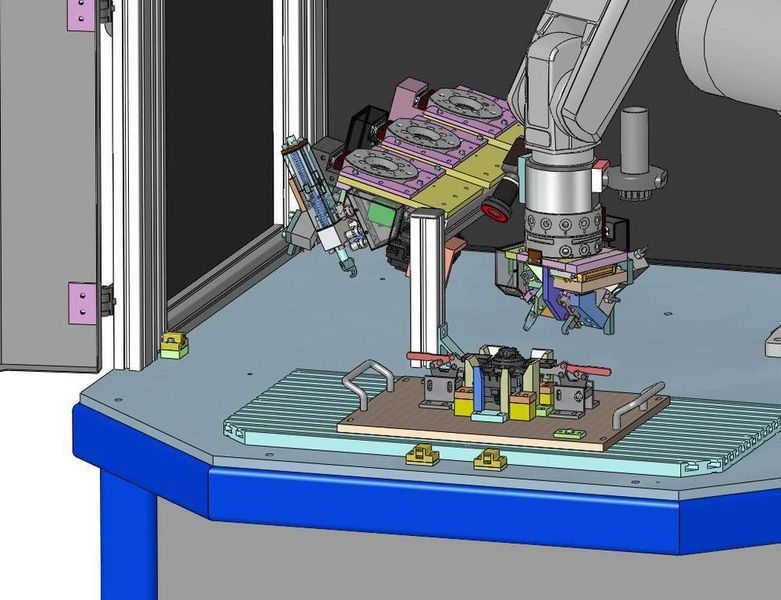 Robotergestützte Messtechnik  erlaubt es heute, das subjektive Empfinden bei der Prüfung von Bedienelementen in objektive, reproduzierbare Zahlen zu fassen. Der Wechsel der Sensoren für die Haptikprüfungen erfolgt wie hier zum Teil bereits automatisch (Archiv: Vogel Business Media)