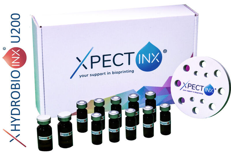 X Hydrobio INX U 200 ist ein gelatinebasiertes Hydrogelmaterial für den hochauflösenden 3D-Druck mit lebenden Zellen. (Xpect INX)