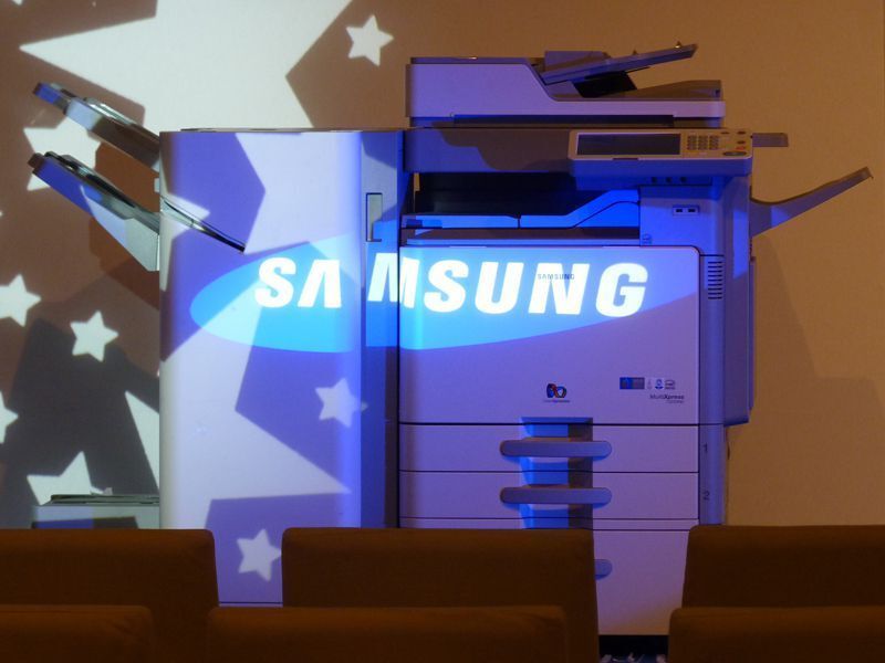 Die „Stars“ der Veranstaltung: die A3-Farbkopierer Multixpress C9250ND und C9350ND aus dem mehrjährigen Entwickler-Projekt „Cosmos“ (Archiv: Vogel Business Media)