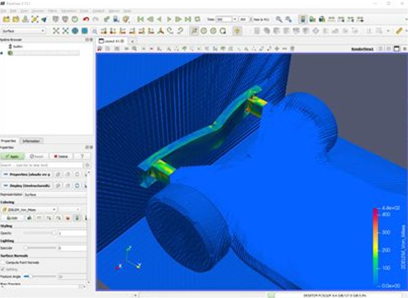 Examination of the Front Crash Test Carrier of the EV Platform in ParaView.   (Source: Sadowski)