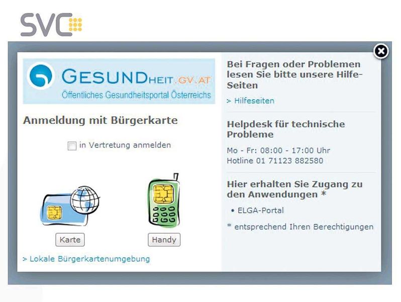 Die Bürger werden durch ein übersichtliches Menü zu den Anwendungen und Daten geführt. So werden Berührungsängste abgebaut (Grafik: ELGA)