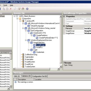 Abbildung 4: In der Antwortdatei werden Image und Festplattenkonfiguration festgelegt; Tipp: Im WAIK gibt es Beispiel-Antwortdateien