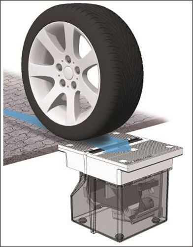 Während der Überfahrt ermittelt das System vollautomatisch die Profiltiefe, einen Abriebindex, einen Luftdruckindex sowie bei Bedarf die Achslast eines Lastzugs und überträgt die Daten zur Auswertung an den jeweiligen Anlagenbetreiber. (Foto: Procontour)