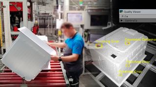 Qualitätskontrolle in der Kühlschrankproduktion: Ein 3D-Modell des Kühlschrankinnenkörpers wird mit dem CAD-Modell verglichen. So lassen sich Abweichungen vom Soll präzise erkennen und bewerten. (Bild: Fraunhofer IGD)