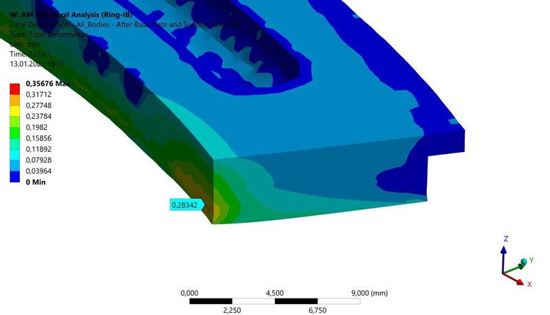 Bauteilverformungen können bereits vor dem Druck erkannt und bewertet werden. (Cadfem)