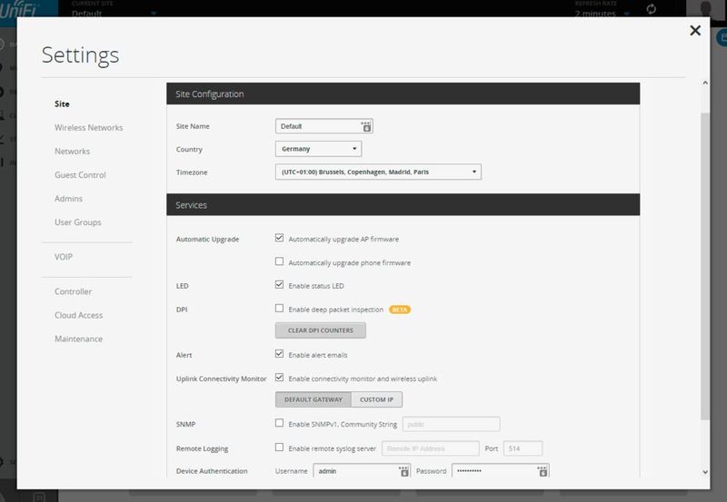 Die Einstellungen für die komplette WLAN-Site. Hier lässt sich auch die Deep Packet Inspection aktivieren. (Jäger)