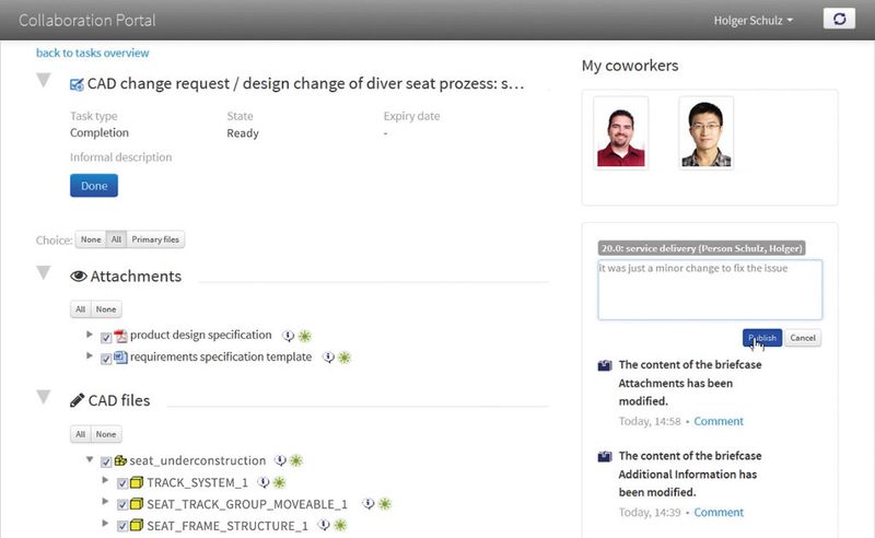 Collaboration Portal: Das neue Collaboration Portal integriert Zulieferer in die eigenen PLM-Prozesse wie bspw. das Änderungsmanagement. (Bild: Contact Software)