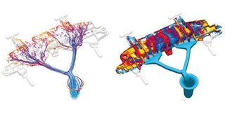 Turbulenzen und Gefahr für Lufteinschlüsse während der Formfüllung (Magma Gießereitechnologie)