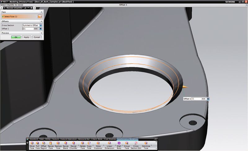 Bild 3: In NX lassen sich auch an importierten Geometrien Abkantungen beschriften und in der Größe anpassen. (Bild: Siemens PLM Software)