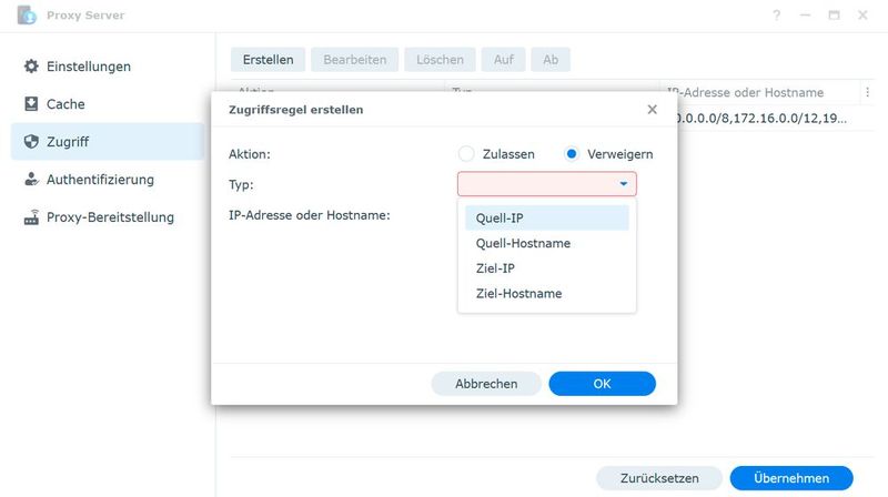 Erstellen von Zugriffsregel für den Synology-Proxy. (Bild: Joos)