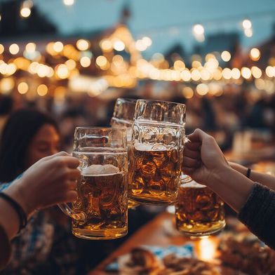 Ein Feierabendbier mit Freunden – zum Vernetzen in den Biergarten. (Bild: © Frank Gärtner – stock.adobe.com / KI-generiert)
