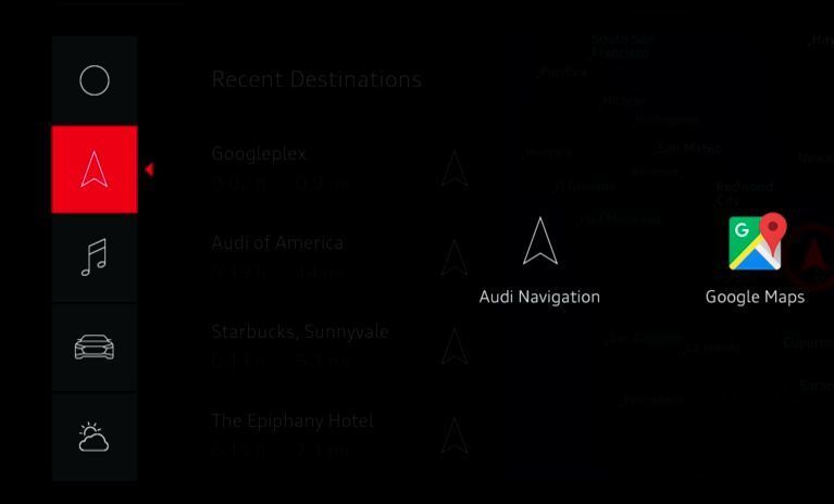 Integriertes Android-Betriebssystem im Audi Q8 sport concept: Navigation über HERE oder Google Maps (AUDI AG)