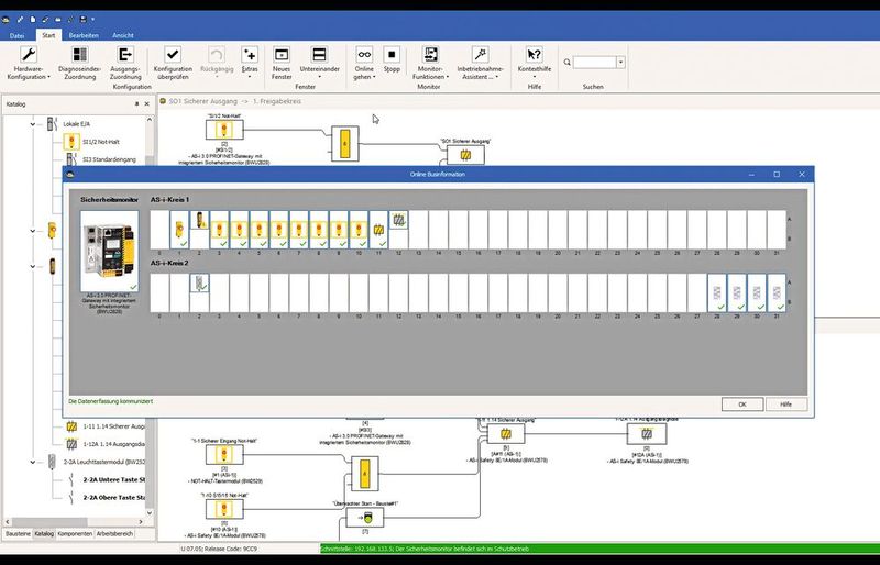 Mit der Online Businformation in der Asimon 360 können Ein- und Ausgänge live überwacht werden. (Bild: Bihl+Wiedemann)