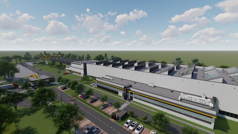 Visualisierung Produktionshalle in Nyíregyháza, Ungarn.(Bild:  CÉH Tervező)
