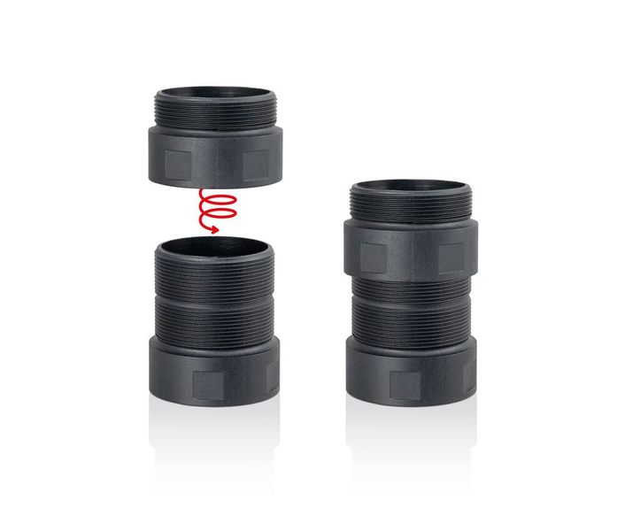 Die Gewindeverlängerung von Icotek ist in zwei Größen (M32, M50), sowie in drei Längen (35 mm, 60 mm, 120 mm) erhältlich. (Bild: Icotek)