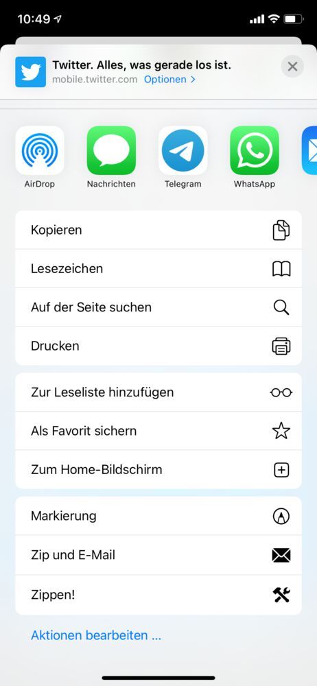 Eine PWA muss auf den Homebildschirm gelegt werden.(Bild:  Rentrop / Twitter)