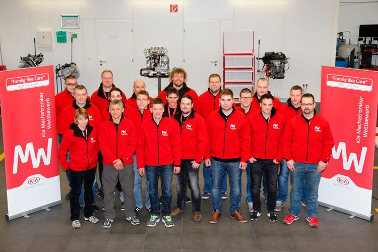 Die 20 besten deutschen Kia-Mechatroniker trafen sich am vergangenen Wochenende zum Deutschland-Finale des Mechatroniker-Wettbewerbs der koreanischen Marke. (Foto: Kia)