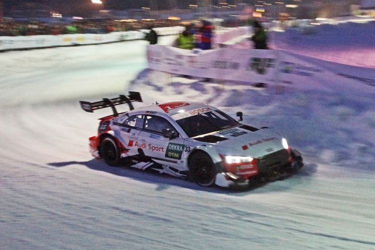 Ungewöhnlicher Gast auf einer Eisrennbahn: ein DTM-Audi RS 5. (Bild: Matthias Knödler)