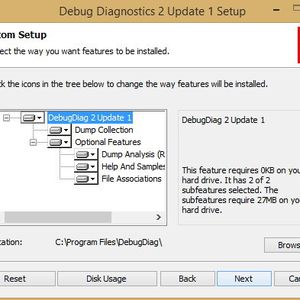 Abbildung 1: Die Installation des Microsoft Debug Diagnostic Tools erfolgt über die MSI-Datei. Im Rahmen der Installation können Administratoren auswählen, welche Funktionen installiert werden sollen.