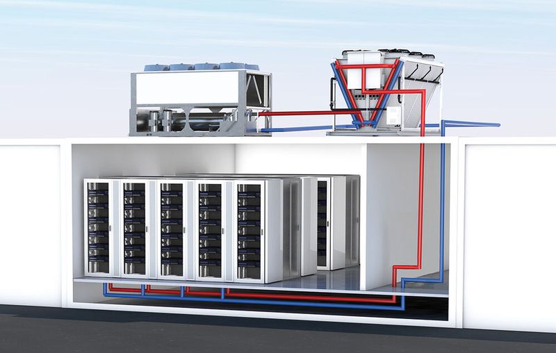 Abbildung 1: Das Schema verdeutlicht exemplarisch den Aufbau eines vollständig wassergekühlten Systems.  (Bild: Technotrans SE)