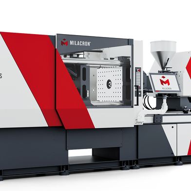 Auf der Fakuma produziert die vollelektrische E180 einen rund-ovalen Behälter aus Polypropylen (PP).  (Bild: Milacron)