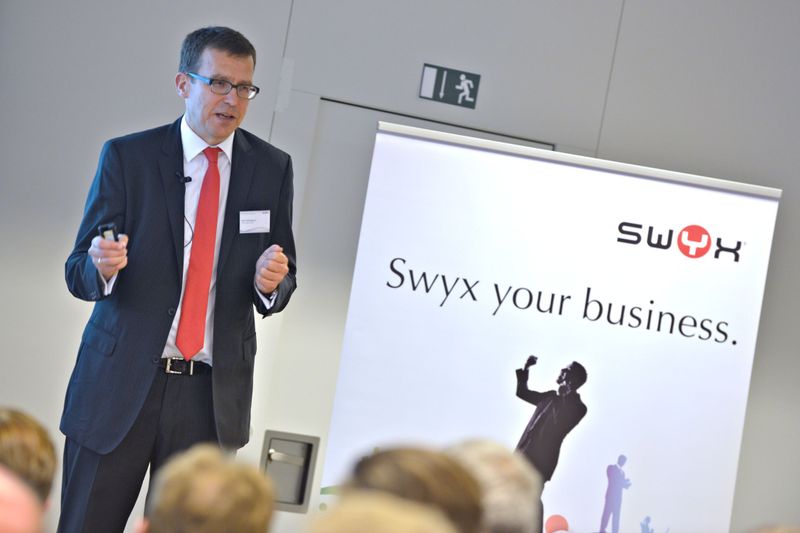 Swyx-Vorstandsvorsitzender Dr. Ralf Ebbinghaus gab einen Einblick ins Cloud-basierte Zukunftsgeschäft.   (Swyx)