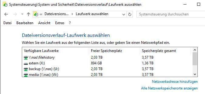 Tipp 29: Nutzen Anwender ein NAS-System zur Datenspeicherung, können sie auf diesem auch die Daten des Dateiversionsverlaufs speichern. Das hat den Vorteil, dass bei Verlust ihres PCs oder der externen Festplatte, die Daten dennoch weiterhin vorhanden sind. (Bild: Th. Joos)