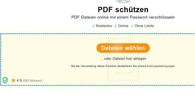 PDFs mit einem Onlinedienst mit Kennwörtern schützen. (Joos (Screenshot))