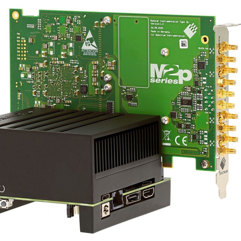 Bild 1: Der Nvidia Jetson AGX Xavier1 ist sehr kompakt und enthält eine PCIe-Schnittstelle, beispielsweise für eine Digitizer-Karte mit acht Kanälen.