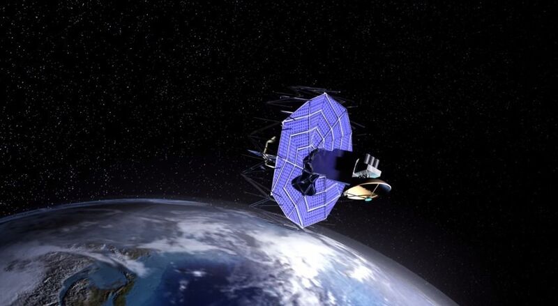 So könnte die Entfaltung eines Origami-Solarpanels bei einem regulären Satelliten aussehen (BYU)
