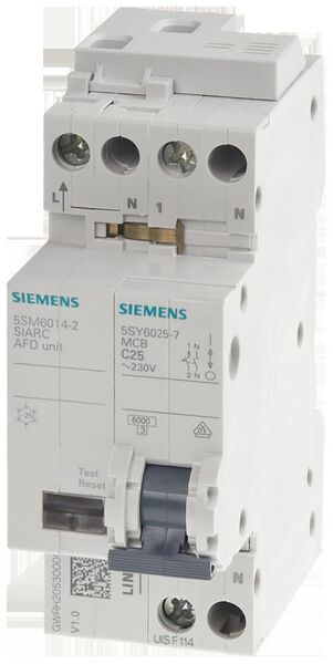 Brandschutzschalter mit Leitungsschutzschalter (Siemens)